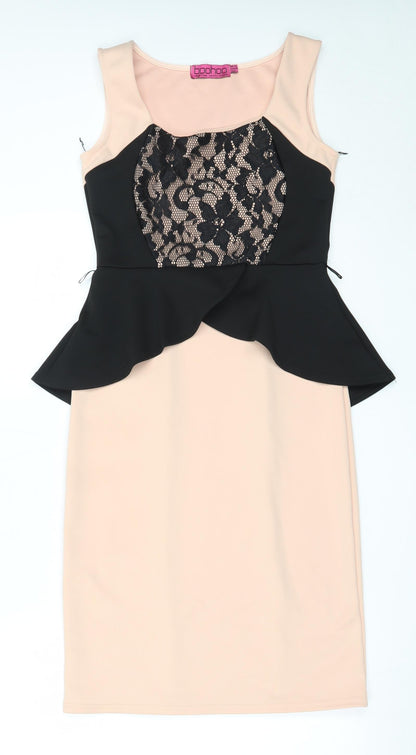 Boohoo Womens Pink  Polyester Shift  Size 12  Square Neck