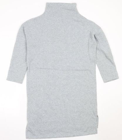 Preworn Womens Grey  Polyester Jumper Dress  Size L  High Neck