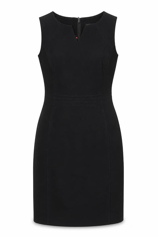 Front view of Atmosphere women’s black polyester shift, size UK 10, v-neck