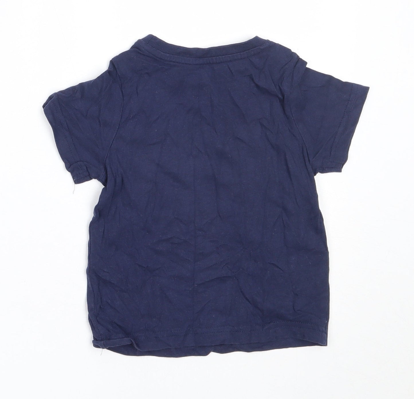 Nutmeg Boys Blue  Cotton Basic T-Shirt Size 12-18 Months Round Neck