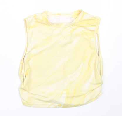 SheIn Womens Yellow  Polyester Basic Tank Size XS Round Neck
