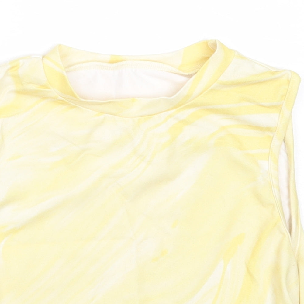 SheIn Womens Yellow  Polyester Basic Tank Size XS Round Neck