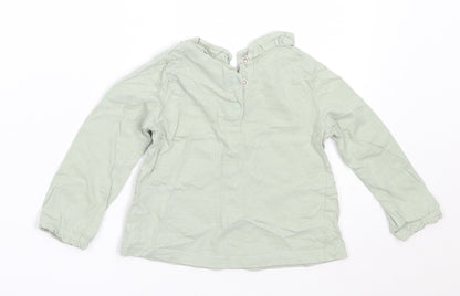 TU Girls Green  Cotton Basic T-Shirt Size 9-12 Months Round Neck