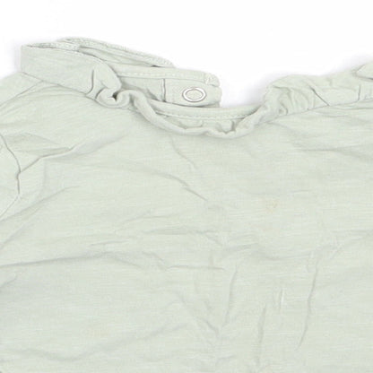 TU Girls Green  Cotton Basic T-Shirt Size 9-12 Months Round Neck