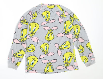 Back view of Primark women’s grey solid polyester top pyjama top, size XS, - looney tunes