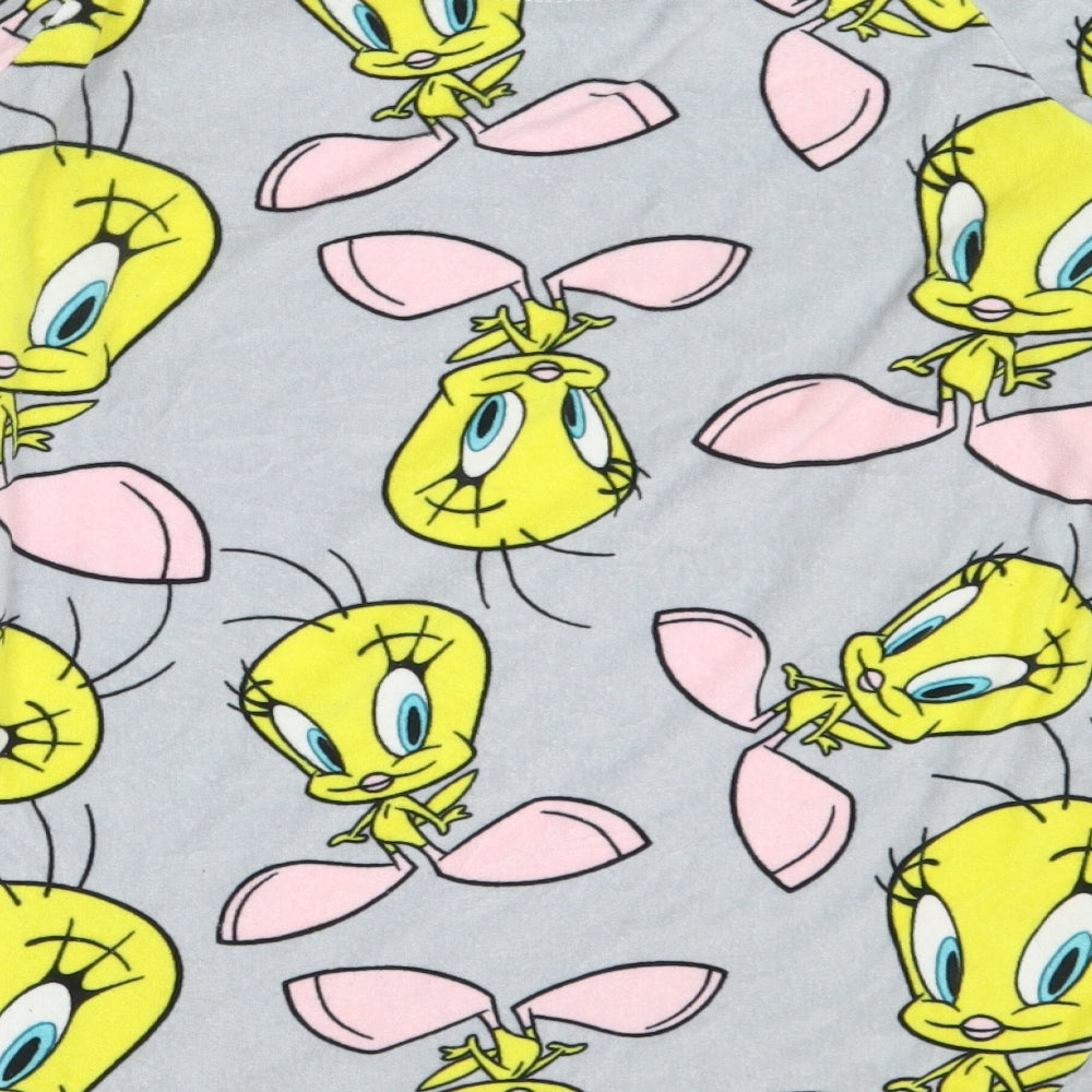 Brand and care label for Primark women’s grey solid polyester top pyjama top, size XS, - looney tunes