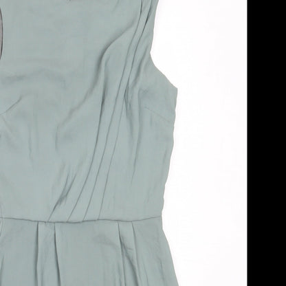 Topshop Womens Green  Polyester Shift  Size 6  Round Neck