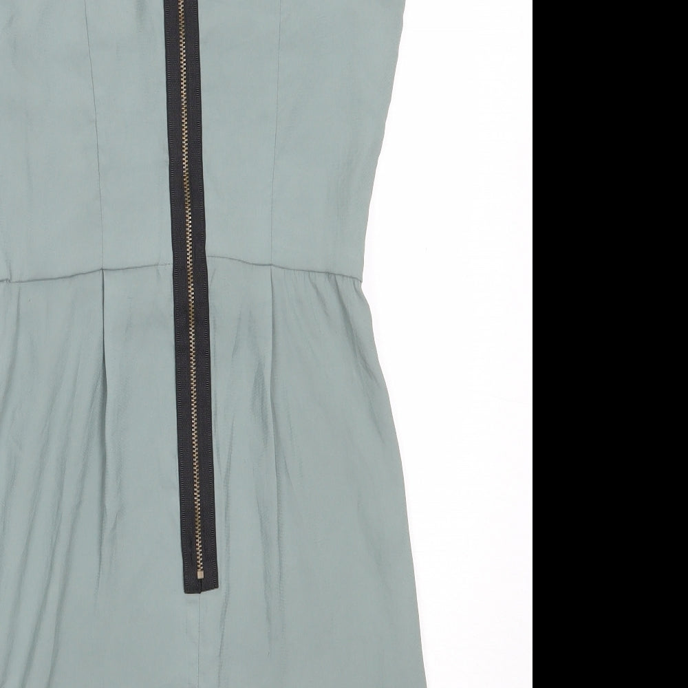 Topshop Womens Green  Polyester Shift  Size 6  Round Neck