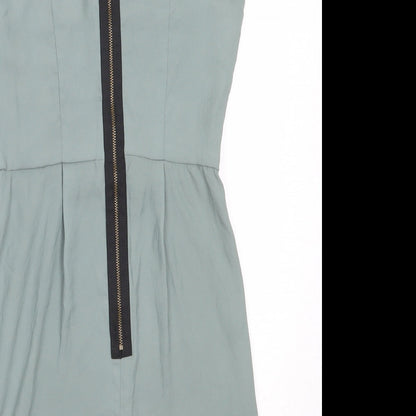 Topshop Womens Green  Polyester Shift  Size 6  Round Neck