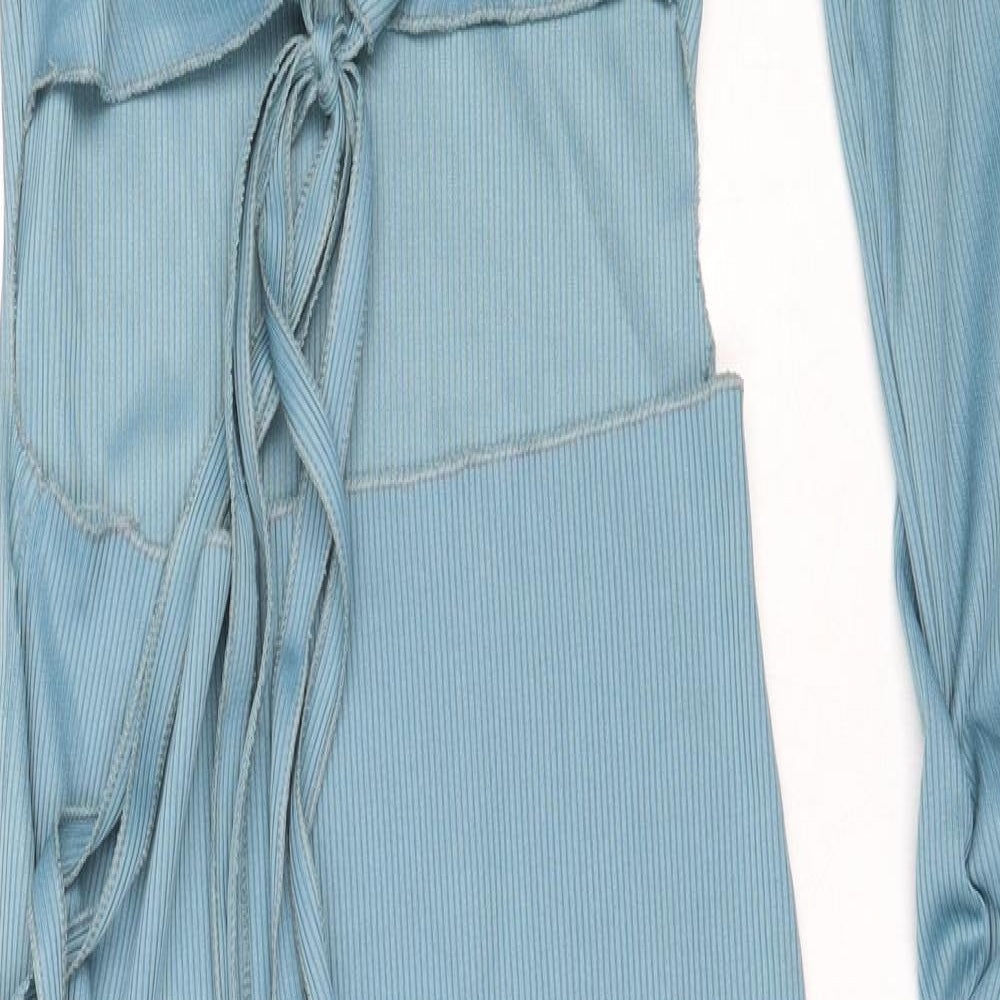 Missguided Womens Blue  Polyester Bodycon  Size 8  V-Neck