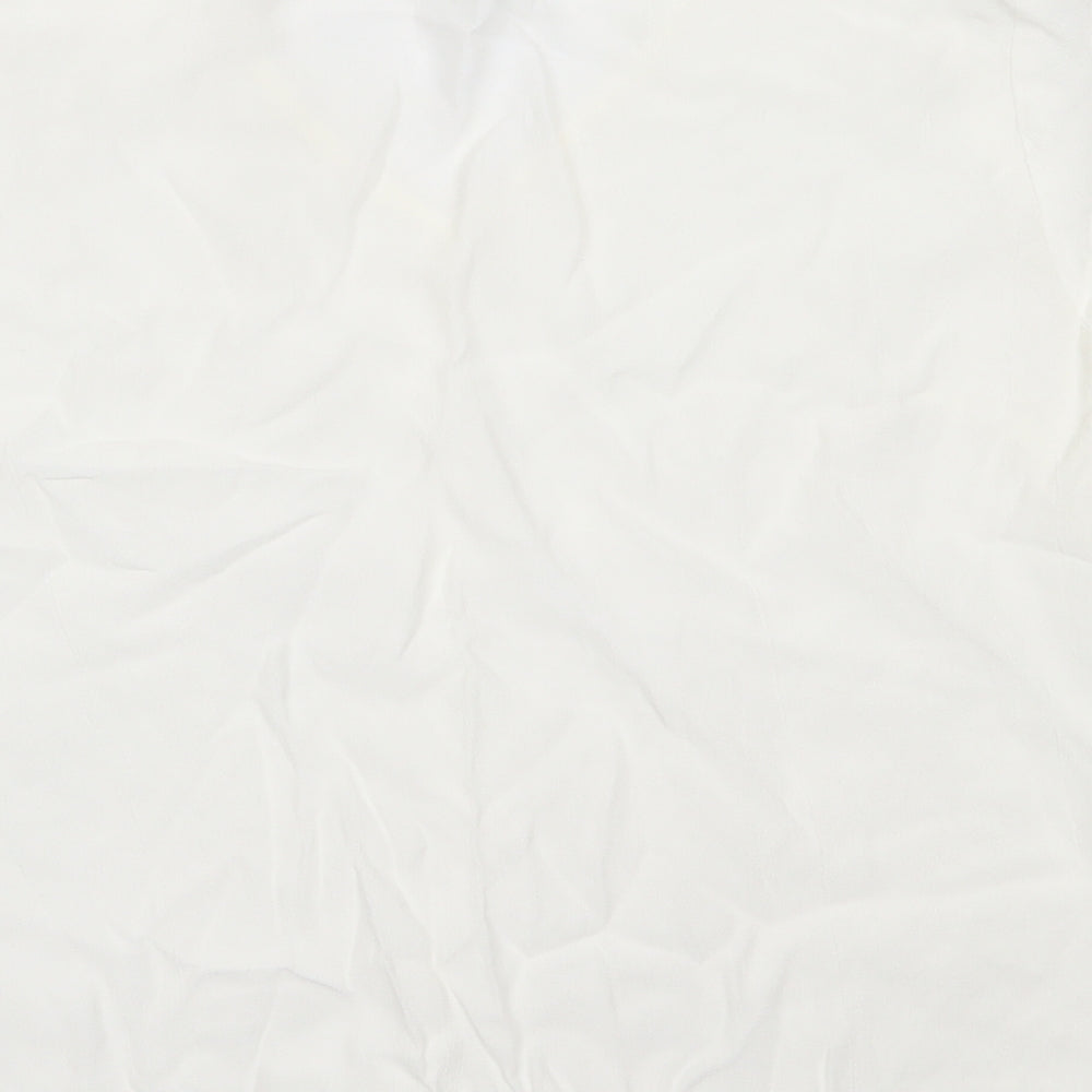 TU Womens White  Viscose Basic Blouse Size 10 V-Neck