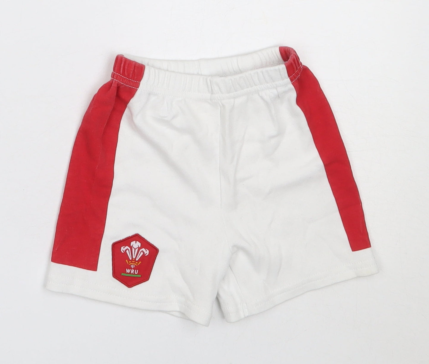 WRU Boys White  Cotton Cropped Trousers Size 9-12 Months   - Welsh Rugby Union