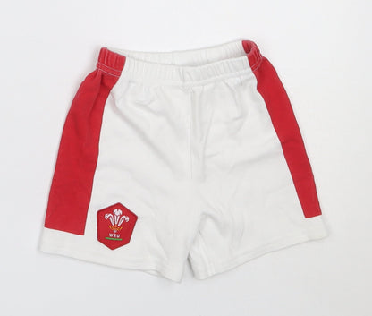 WRU Boys White  Cotton Cropped Trousers Size 9-12 Months   - Welsh Rugby Union