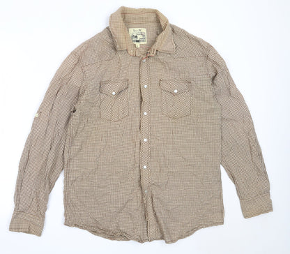 Mens UK Size L Matalan Brown  Button-Up Long Sleeve Casual Shirt