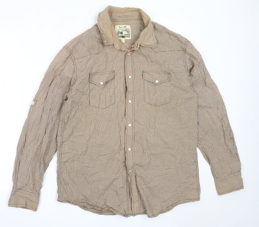 Mens UK Size L Matalan Brown  Button-Up Long Sleeve Casual Shirt