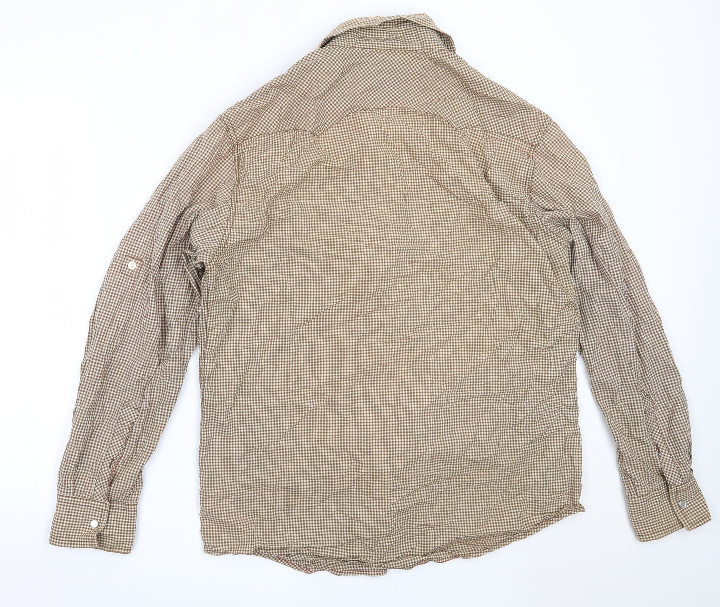 Mens UK Size L Matalan Brown  Button-Up Long Sleeve Casual Shirt