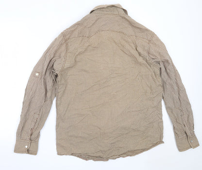 Mens UK Size L Matalan Brown  Button-Up Long Sleeve Casual Shirt