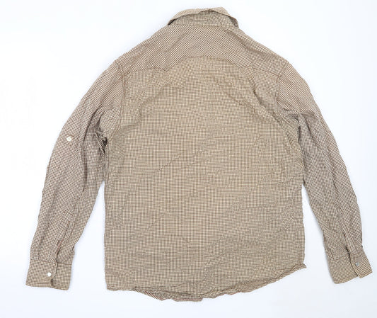 Mens UK Size L Matalan Brown  Button-Up Long Sleeve Casual Shirt