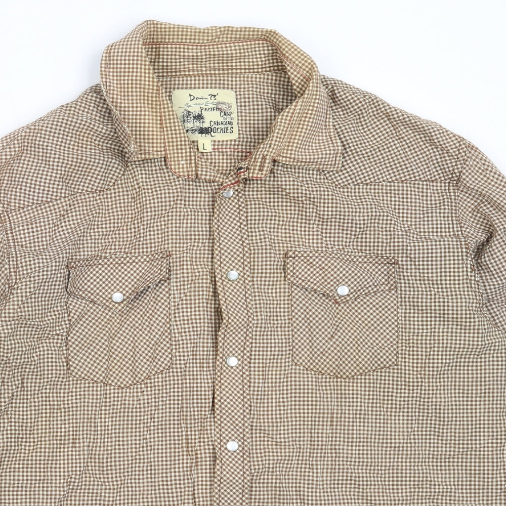 Mens UK Size L Matalan Brown  Button-Up Long Sleeve Casual Shirt