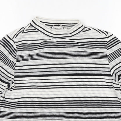 George Womens Grey Round Neck Striped Polyester Pullover Jumper Size 16