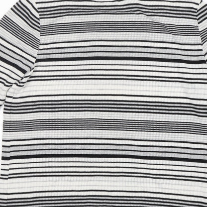 George Womens Grey Round Neck Striped Polyester Pullover Jumper Size 16