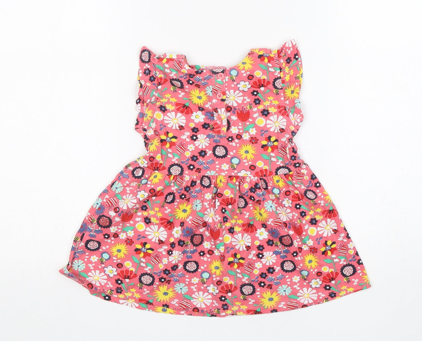 Matalan Girls Multicoloured Floral Cotton Fit & Flare  Size 9-12 Months  Round Neck