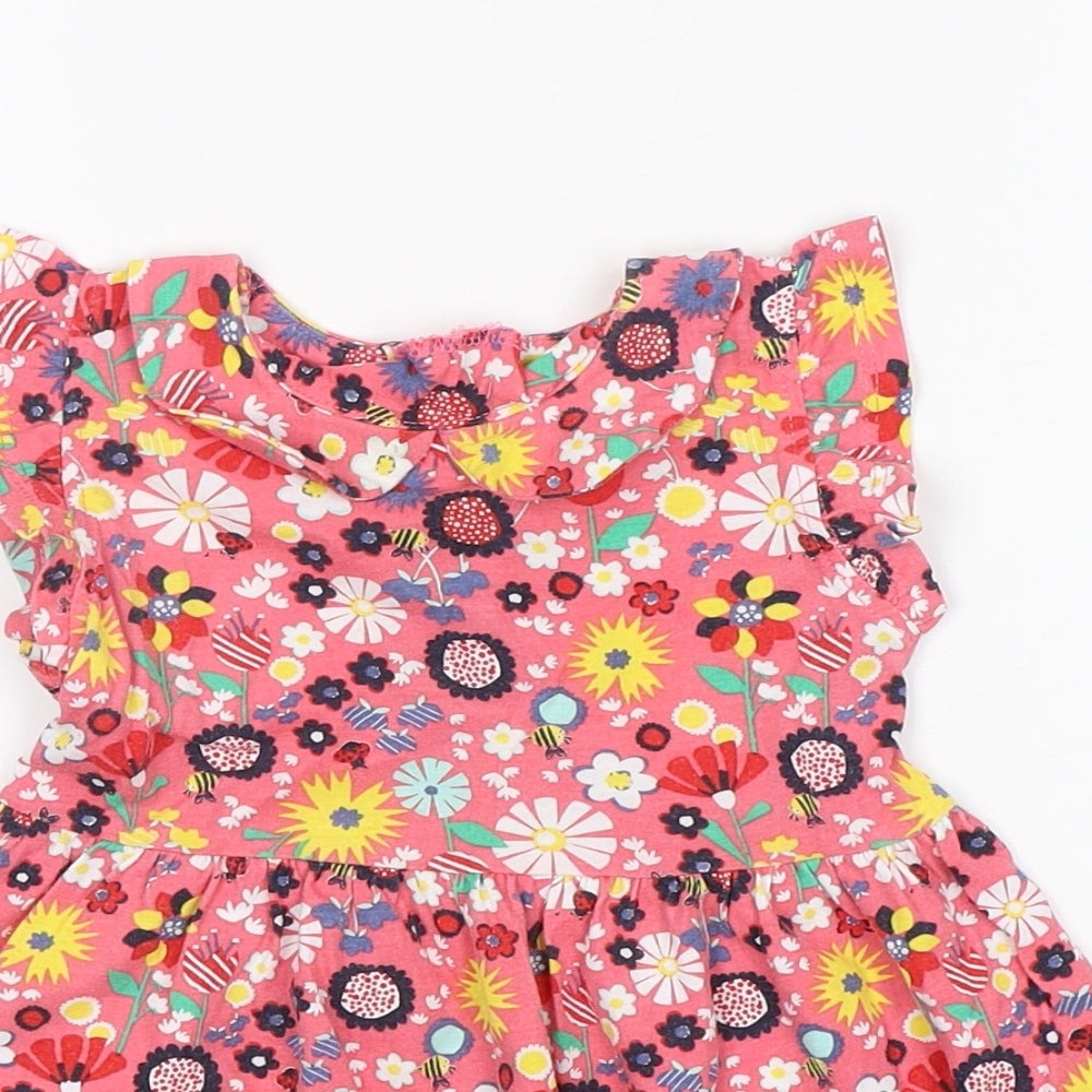 Matalan Girls Multicoloured Floral Cotton Fit & Flare  Size 9-12 Months  Round Neck