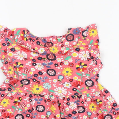 Matalan Girls Multicoloured Floral Cotton Fit & Flare  Size 9-12 Months  Round Neck