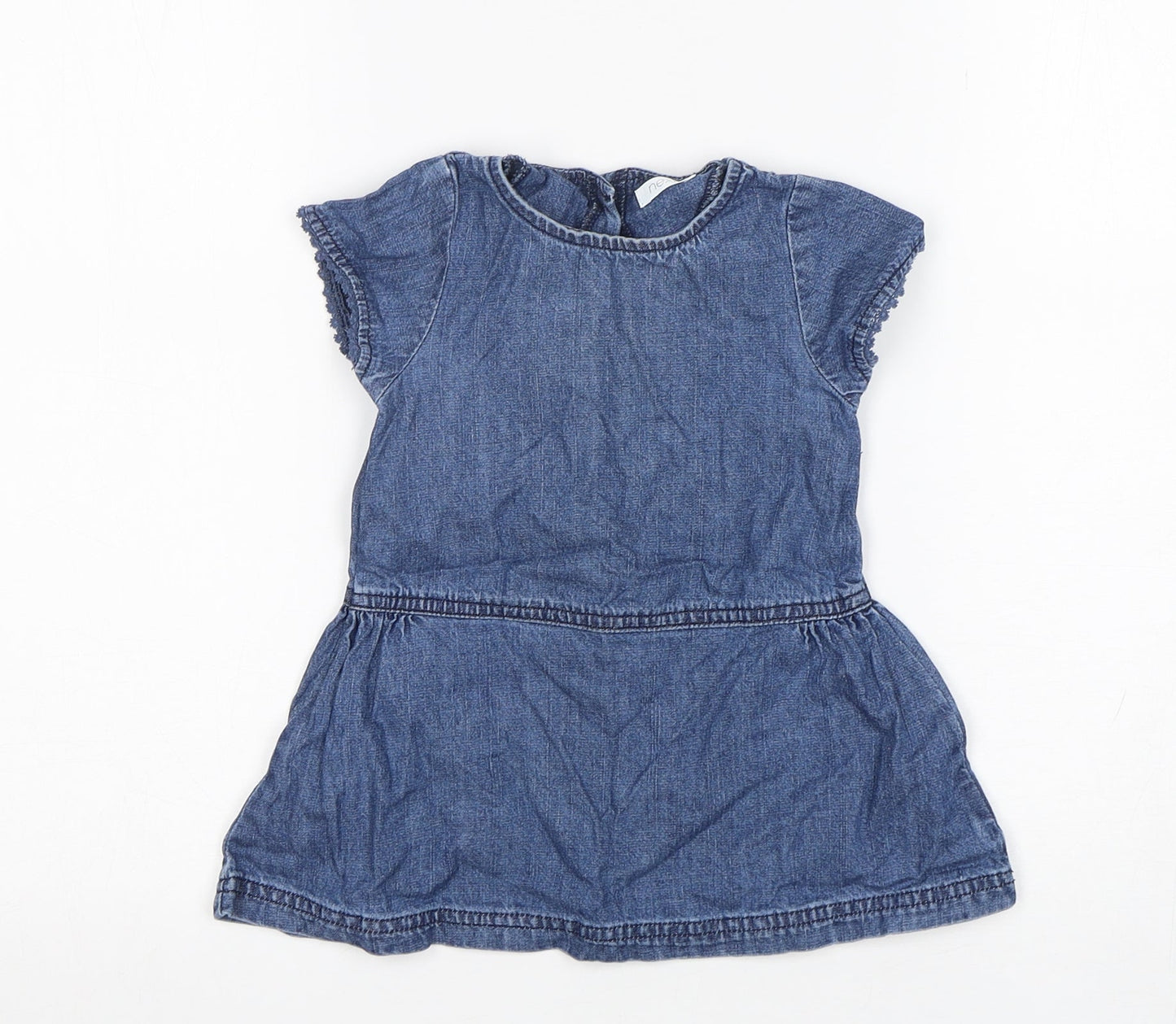 NEXT Girls Blue  Cotton A-Line  Size 9-12 Months  Round Neck