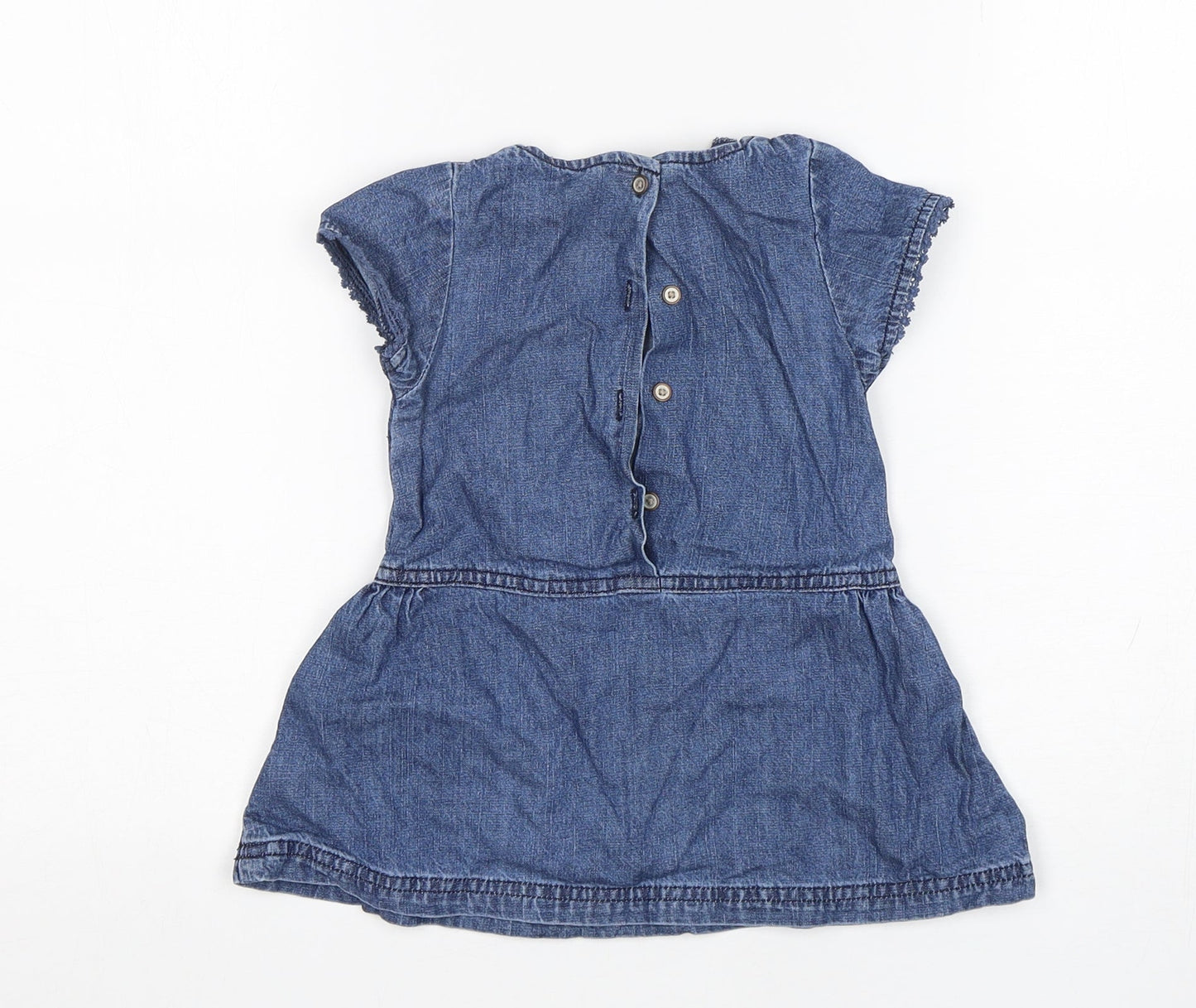 NEXT Girls Blue  Cotton A-Line  Size 9-12 Months  Round Neck