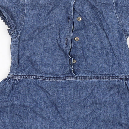 NEXT Girls Blue  Cotton A-Line  Size 9-12 Months  Round Neck