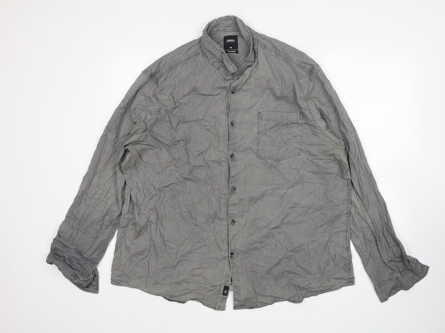 Mens UK Size 2XL Burton Grey  Button-Up Long Sleeve Casual Shirt