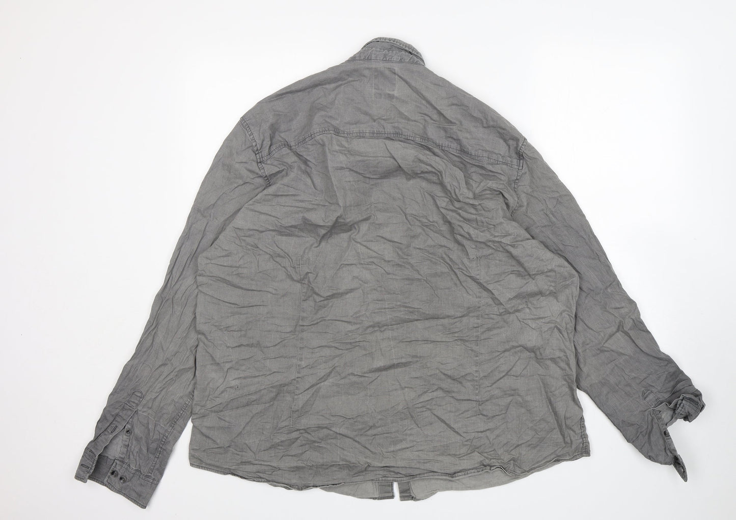 Mens UK Size 2XL Burton Grey  Button-Up Long Sleeve Casual Shirt