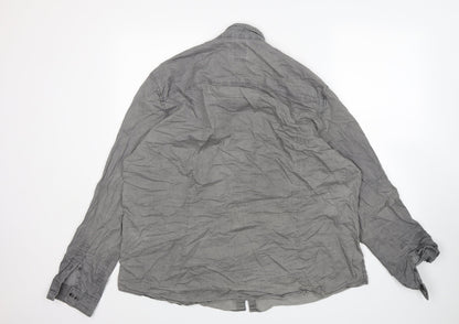Mens UK Size 2XL Burton Grey  Button-Up Long Sleeve Casual Shirt