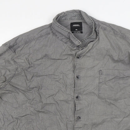 Mens UK Size 2XL Burton Grey  Button-Up Long Sleeve Casual Shirt
