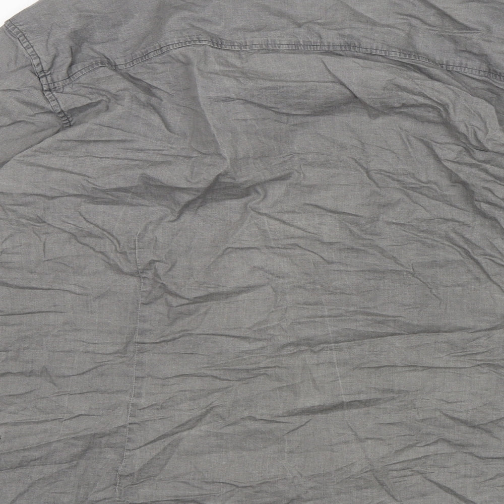 Mens UK Size 2XL Burton Grey  Button-Up Long Sleeve Casual Shirt