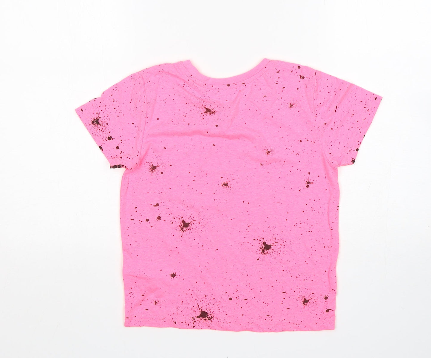 Pimark Girls Pink Polka Dot Polyester Basic T-Shirt Size 7-8 Years Round Neck