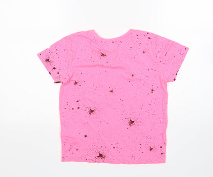 Pimark Girls Pink Polka Dot Polyester Basic T-Shirt Size 7-8 Years Round Neck