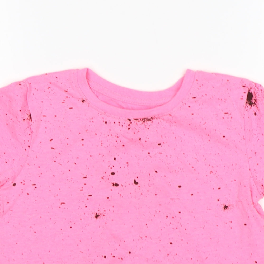 Pimark Girls Pink Polka Dot Polyester Basic T-Shirt Size 7-8 Years Round Neck