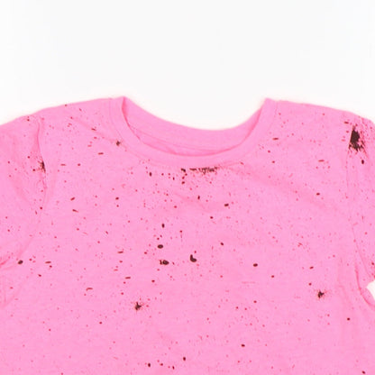 Pimark Girls Pink Polka Dot Polyester Basic T-Shirt Size 7-8 Years Round Neck