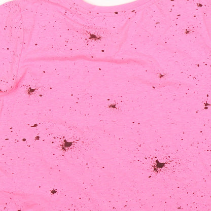 Pimark Girls Pink Polka Dot Polyester Basic T-Shirt Size 7-8 Years Round Neck