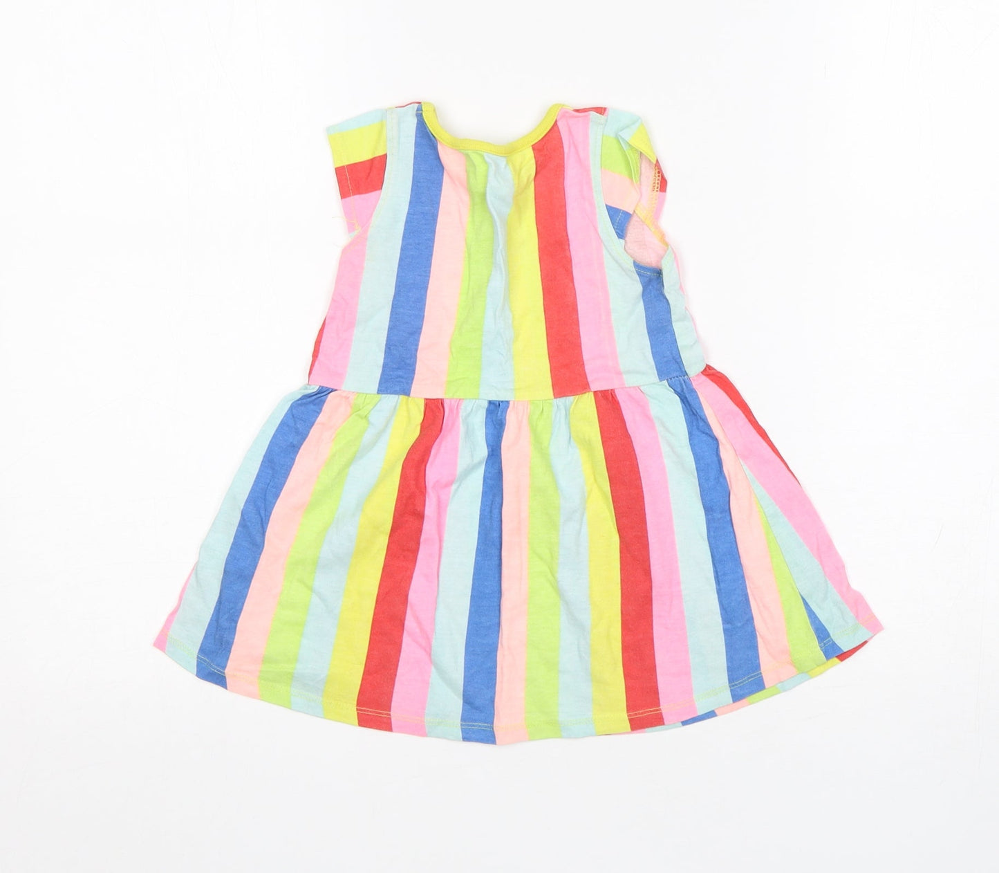 E-vie Girls Multicoloured Striped Cotton A-Line  Size 18-24 Months  Round Neck