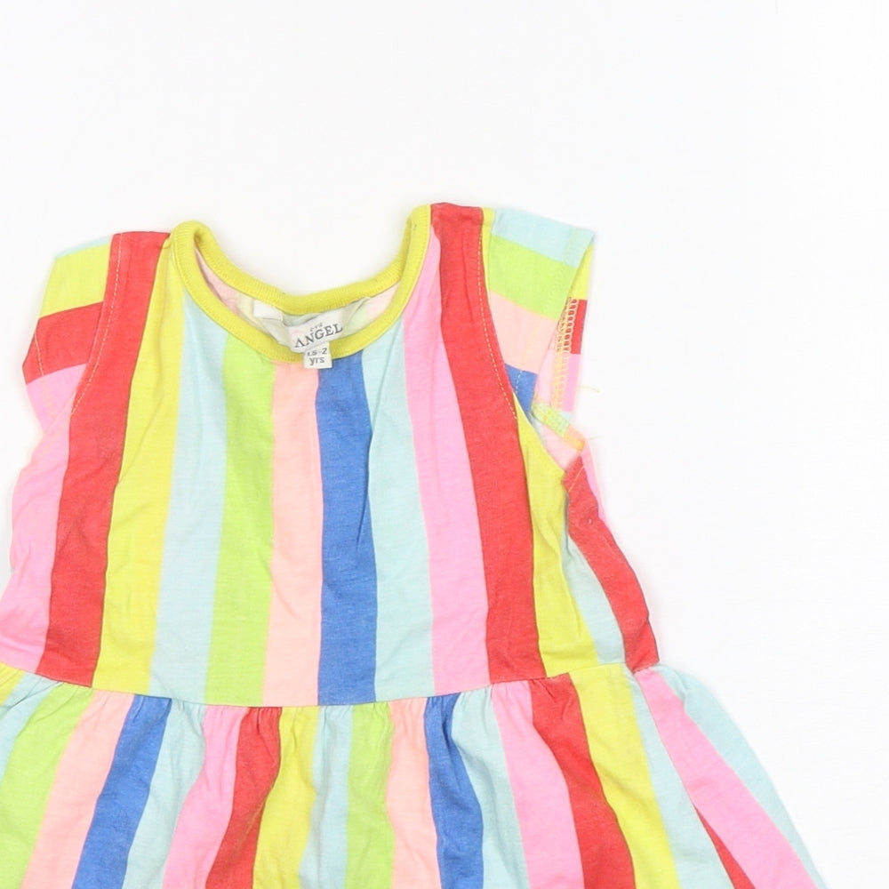 E-vie Girls Multicoloured Striped Cotton A-Line  Size 18-24 Months  Round Neck