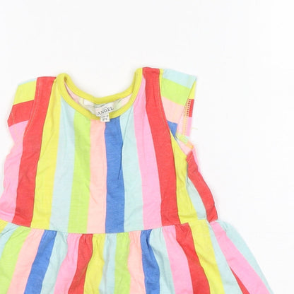 E-vie Girls Multicoloured Striped Cotton A-Line  Size 18-24 Months  Round Neck