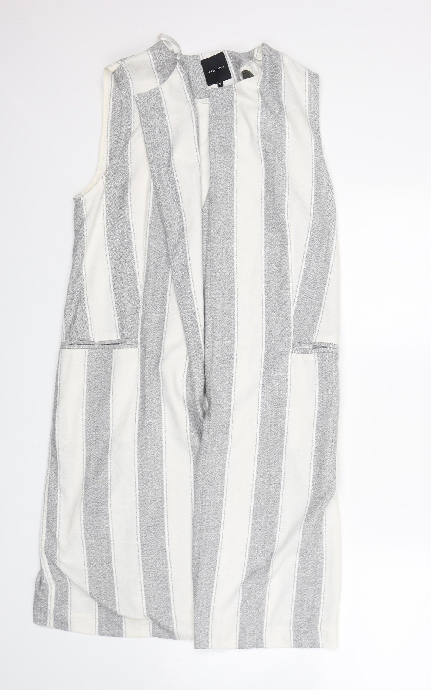 New Look Womens Multicoloured Striped Polyester Jacket Blazer Size 12