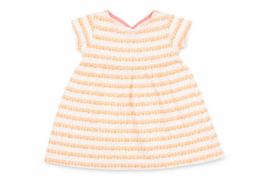 F&F Girls Orange Striped Cotton T-Shirt Dress  Size 12-18 Months  Round Neck