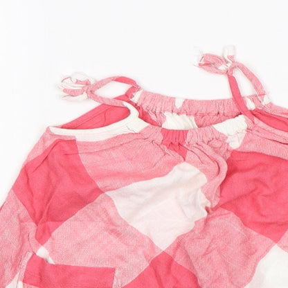Matalan Girls Pink Check Viscose Tank Dress  Size 9-12 Months  Square Neck