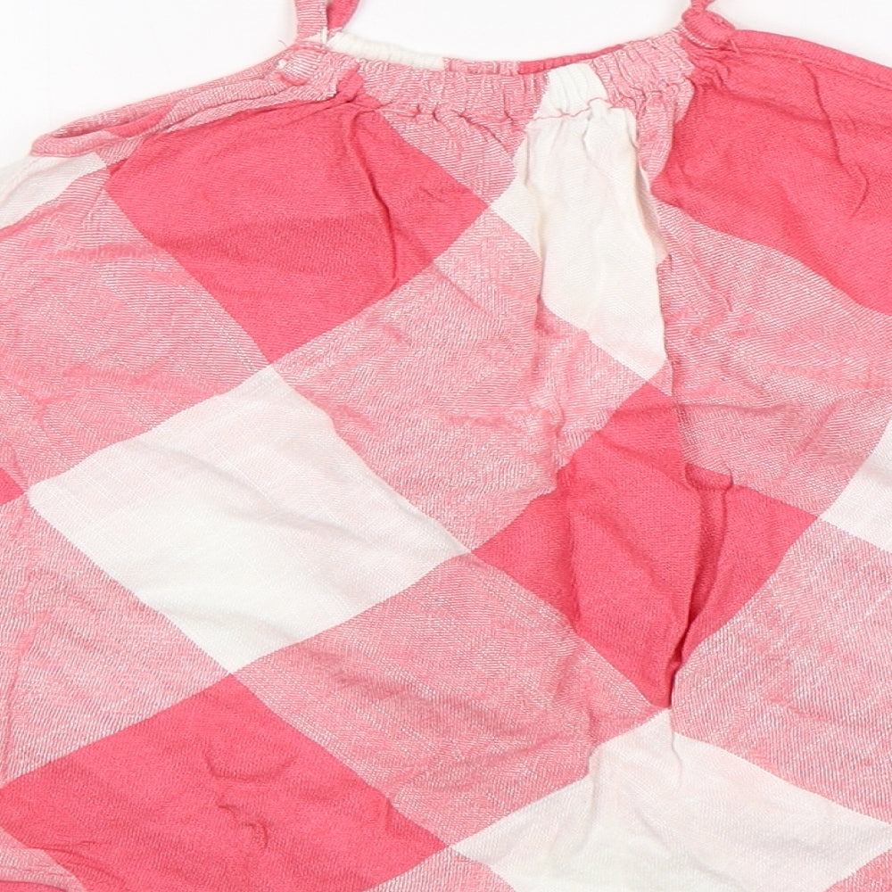 Matalan Girls Pink Check Viscose Tank Dress  Size 9-12 Months  Square Neck
