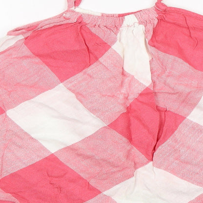Matalan Girls Pink Check Viscose Tank Dress  Size 9-12 Months  Square Neck