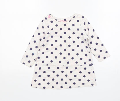 Mothercare Girls Multicoloured Polka Dot Cotton Jumper Dress  Size 9-12 Months  Round Neck